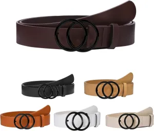 1 & 2 & 3 Pack Women Belts Faux Leather for Jeans Fashion Belt with Gold Buckle Ladies Dress Belt