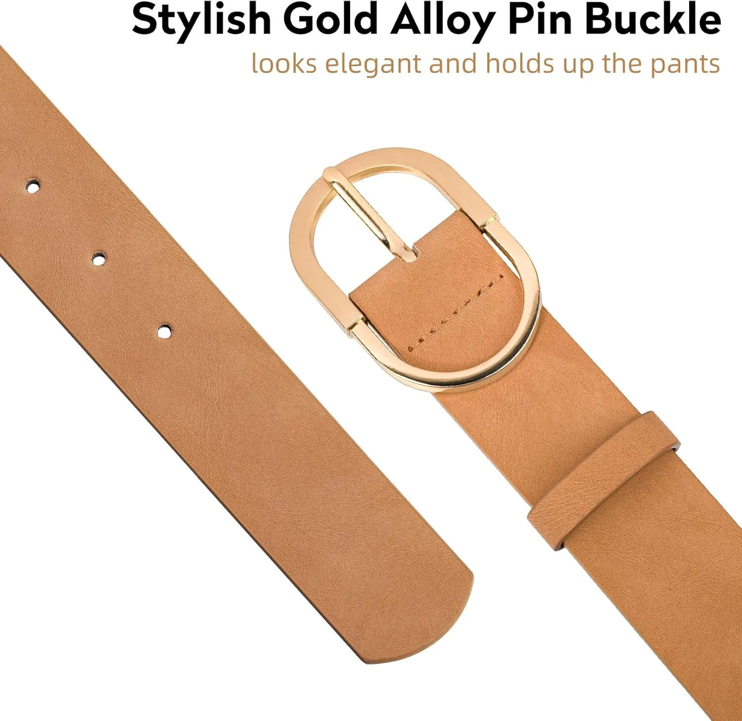 1 & 2 & 3 Pack Women Belts Faux Leather for Jeans Fashion Belt with Gold Buckle Ladies Dress Belt