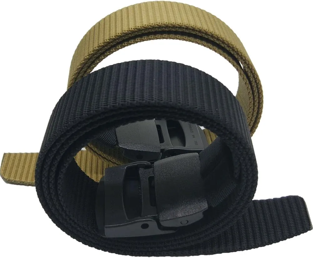 2 Pack/ 3 Pack Military Nylon Belt, 1.25" Wide No Metal Webbing Tactical Web Belt