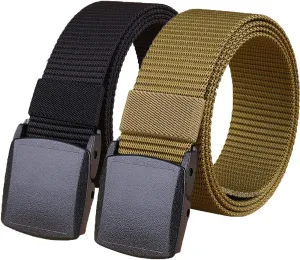 2 Pack/ 3 Pack Military Nylon Belt, 1.25" Wide No Metal Webbing Tactical Web Belt
