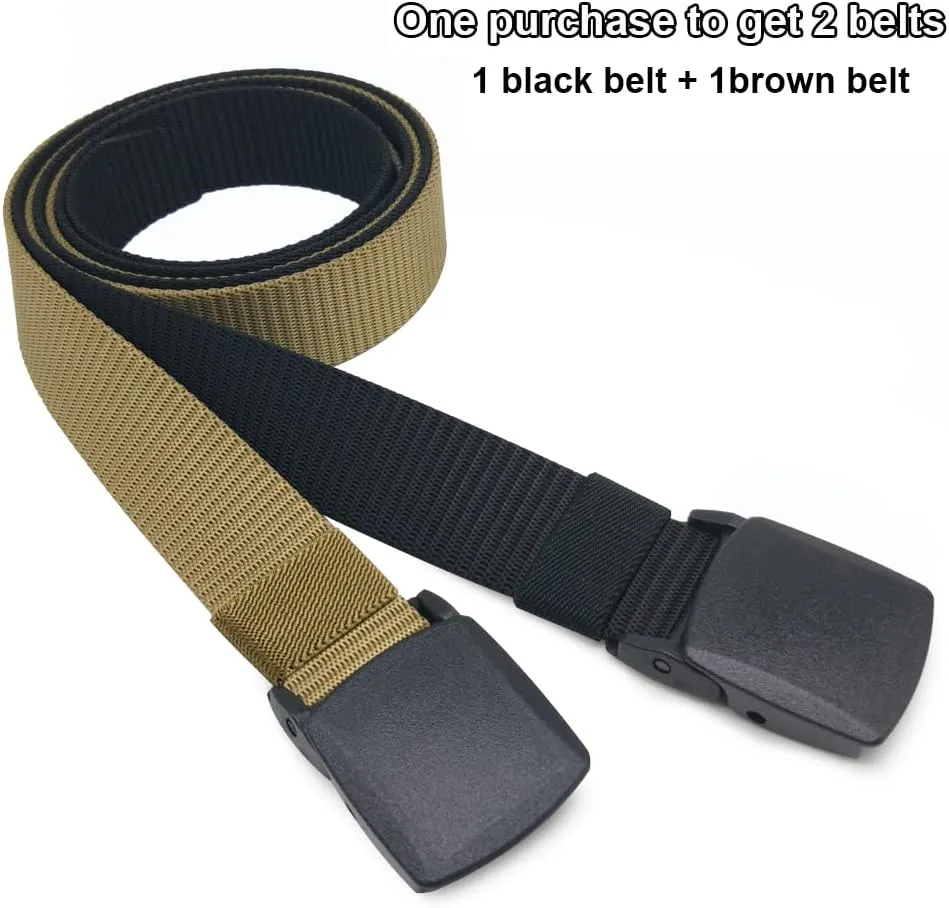 2 Pack/ 3 Pack Military Nylon Belt, 1.25" Wide No Metal Webbing Tactical Web Belt