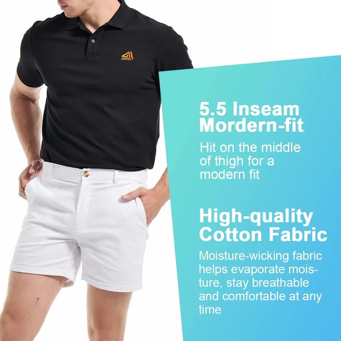 AIMPACT Mens Chino Shorts Slim-fit 5.5" Flat Front Stretch Casual Short Shorts