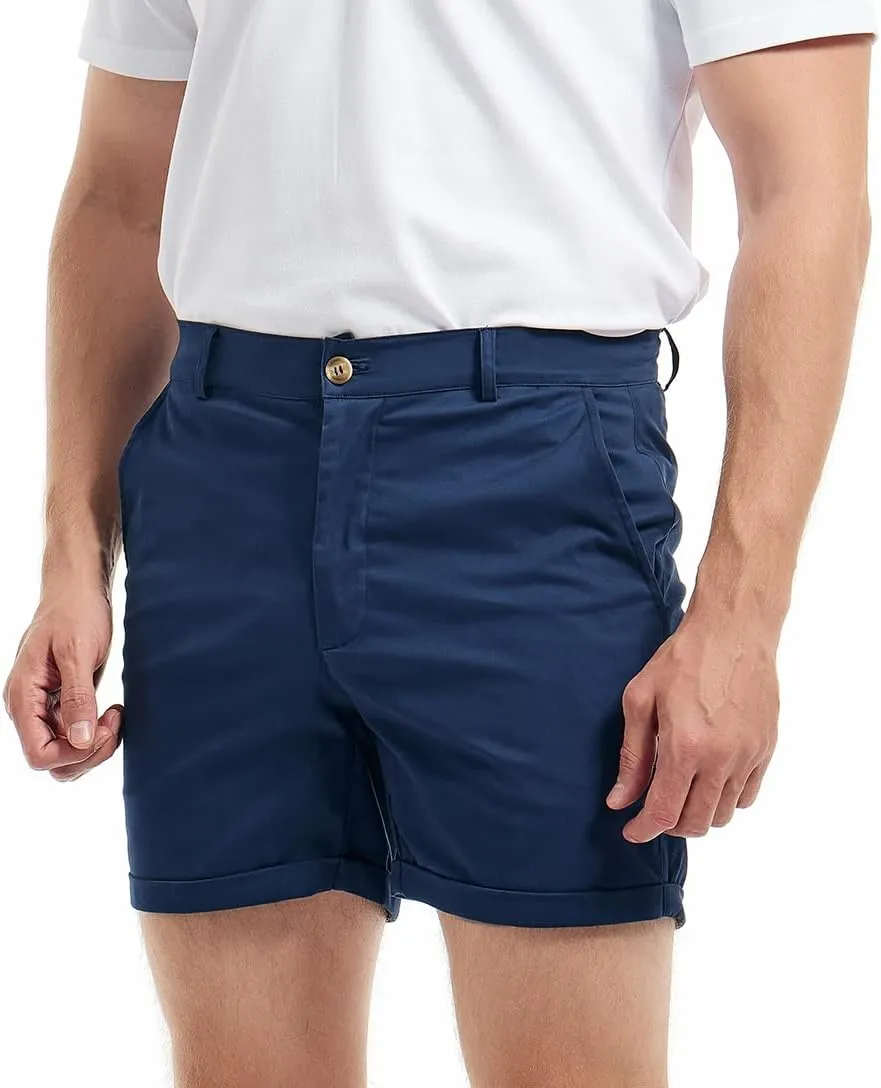 AIMPACT Mens Chino Shorts Slim-fit 5.5" Flat Front Stretch Casual Short Shorts