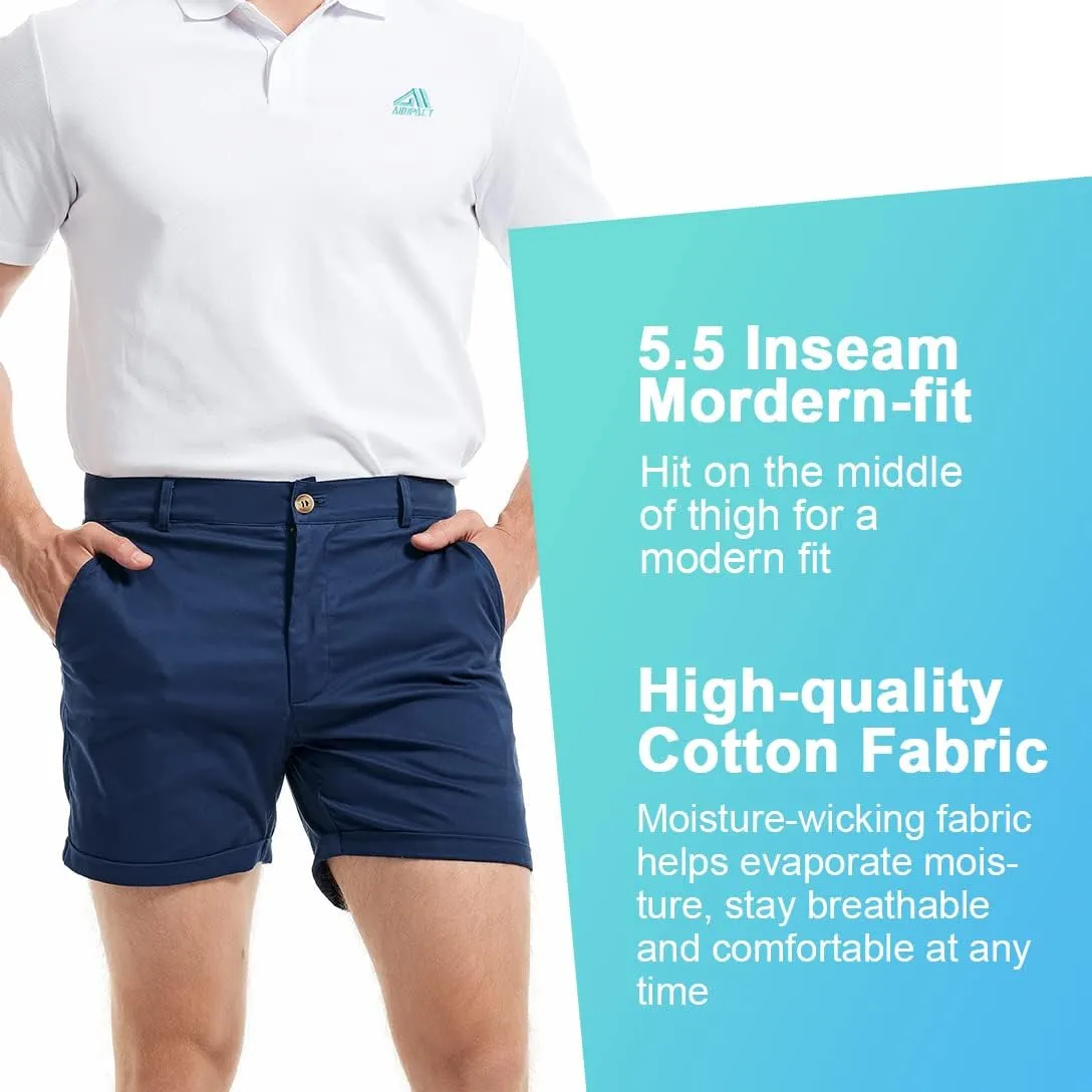 AIMPACT Mens Chino Shorts Slim-fit 5.5" Flat Front Stretch Casual Short Shorts