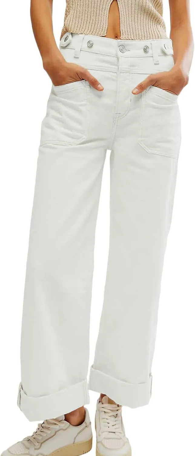 Allimy Womens Jeans High Waisted Straight Leg Baggy Boyfriend Jeans for Women Trendy 2025 Cargo Pants