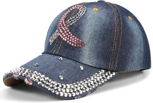 American Flag Hats Love Breast Cancer Adjustable Rhinestone Baseball Cap USA Patriotic Embroidered Baseball Trucker Hat