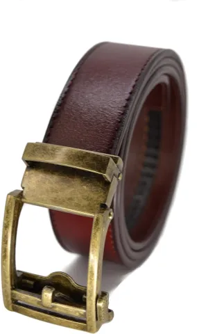 Aventus Men's Holeless Leather Ratchet Click Belt - Trim to Fit (Various Styles and Colors)