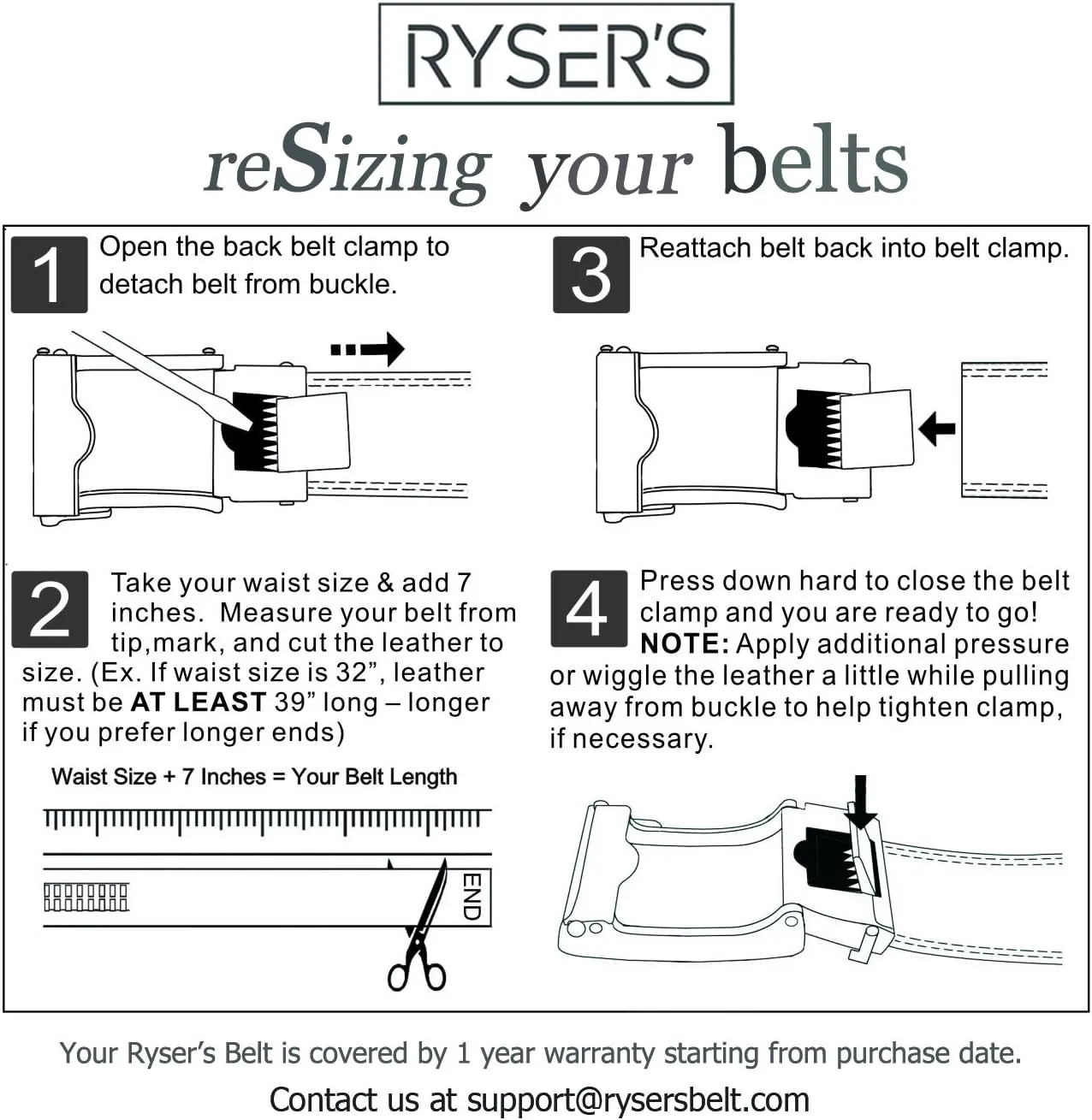 Aventus Men's Holeless Leather Ratchet Click Belt - Trim to Fit (Various Styles and Colors)