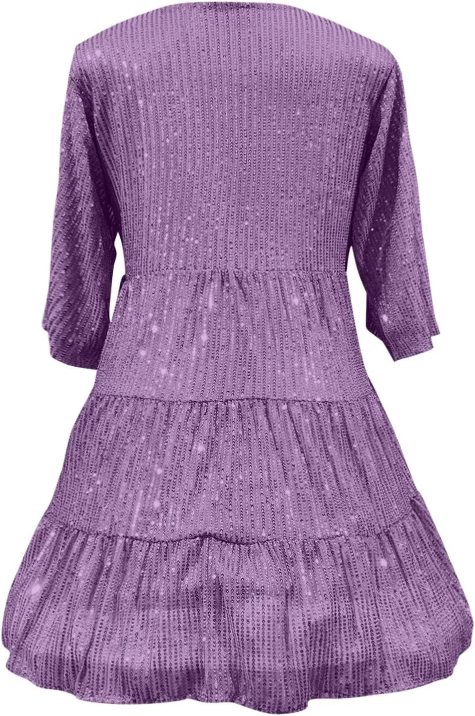 Azeralia Womens Summer Dress Short Sleeve A-Line Double Layer Hem Mini Dresses Elegant Sequin Sparkle Party Dress