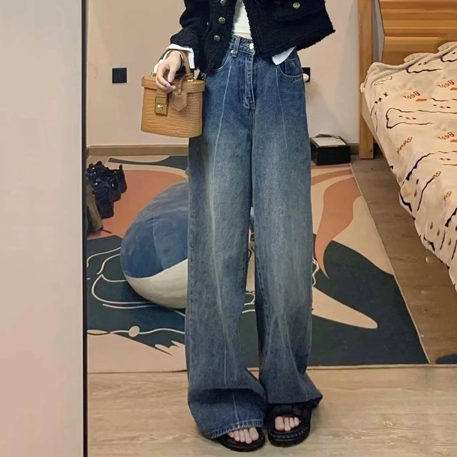 Baggy Jeans for Women Y2K High Street Boyfriend Pants Vintage Jeans Aesthetic Teen Girls Hiphop Streetwear