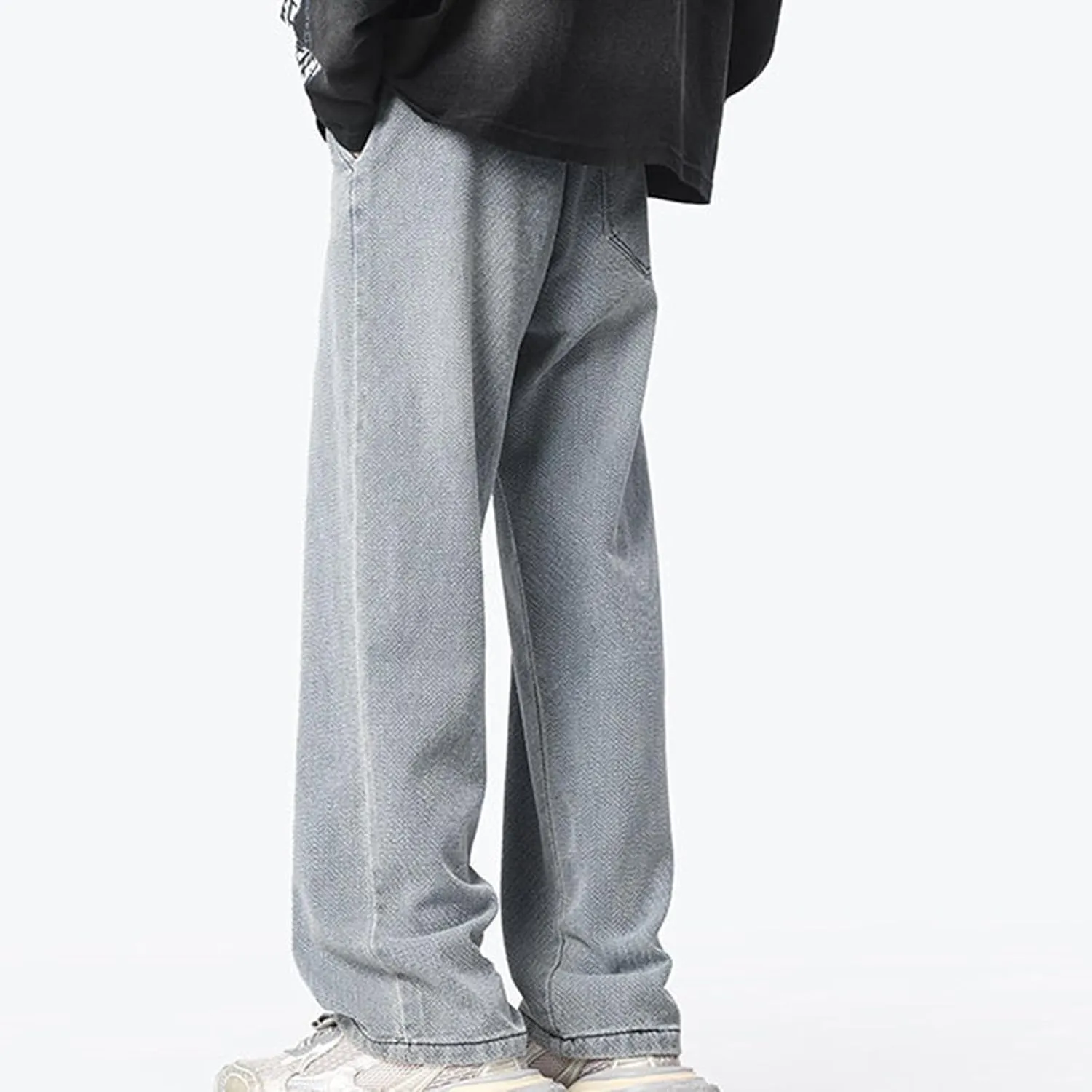 Baggy Jeans Men Loose Fit Wide Leg Stretch Waist Denim Pants Casual Vintage Straight Leg Y2K Hip Pop Skater Jeans