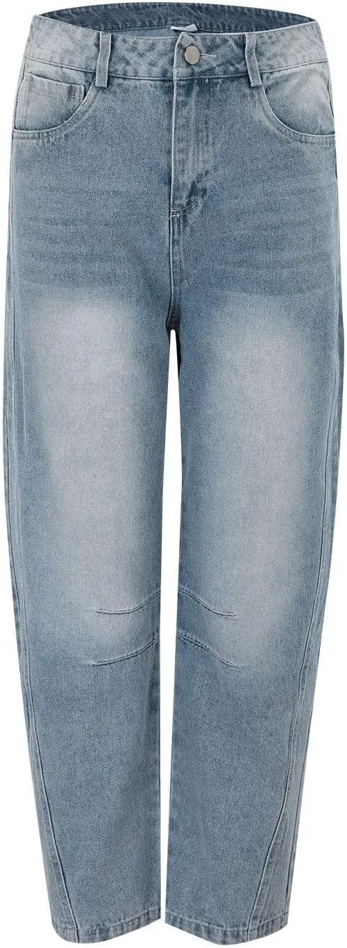 Barrel Jeans Women Wide Leg Vintage Loose Jeans Y2k Trendy Mid Rise Baggy Jeans Boyfriend Denim Pants with Pockets