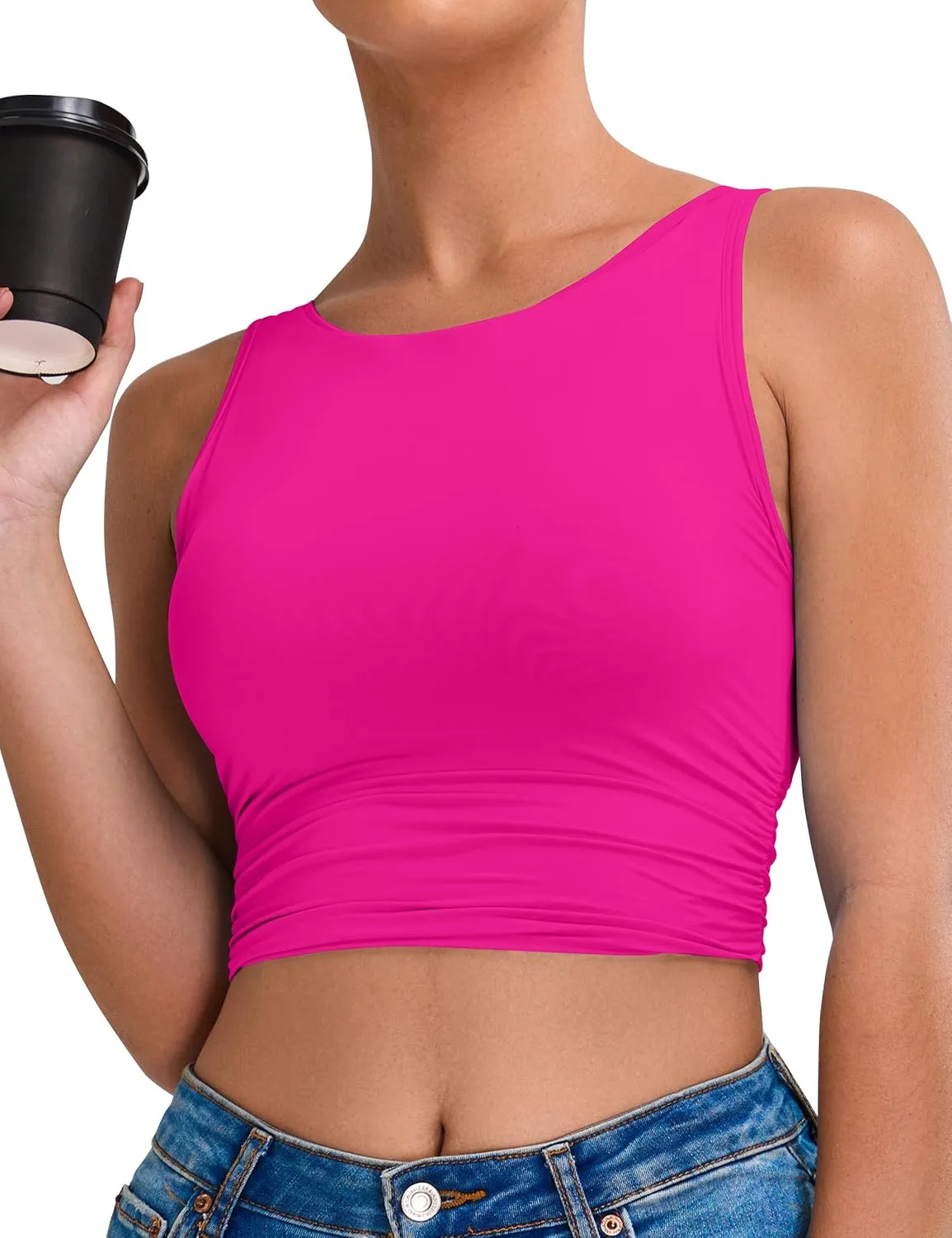 BMJL Women's Sports Bras High Neck Longline Removable Padded Yoga Workout Crop Tank Top with Built in Pads 2025