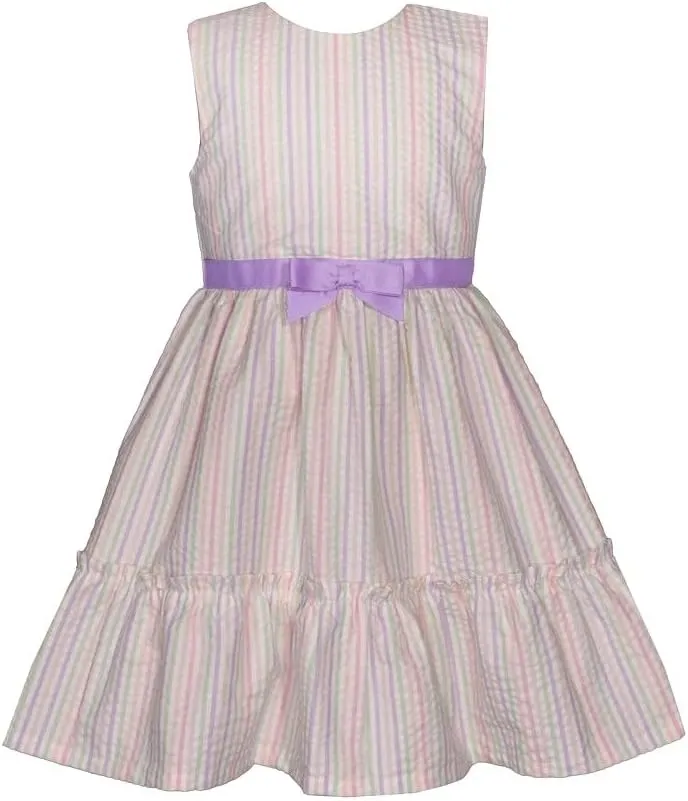 Bonnie Jean Girls Size 3M-6X Easter Bunny Sweater Seersucker Dress