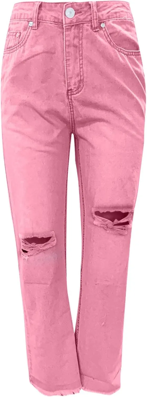 Bootcut Jeans for Women High Waisted Stretchy Flare Pants Ripped Skinny Bell Bottom Denim Pants Distressed Jeans