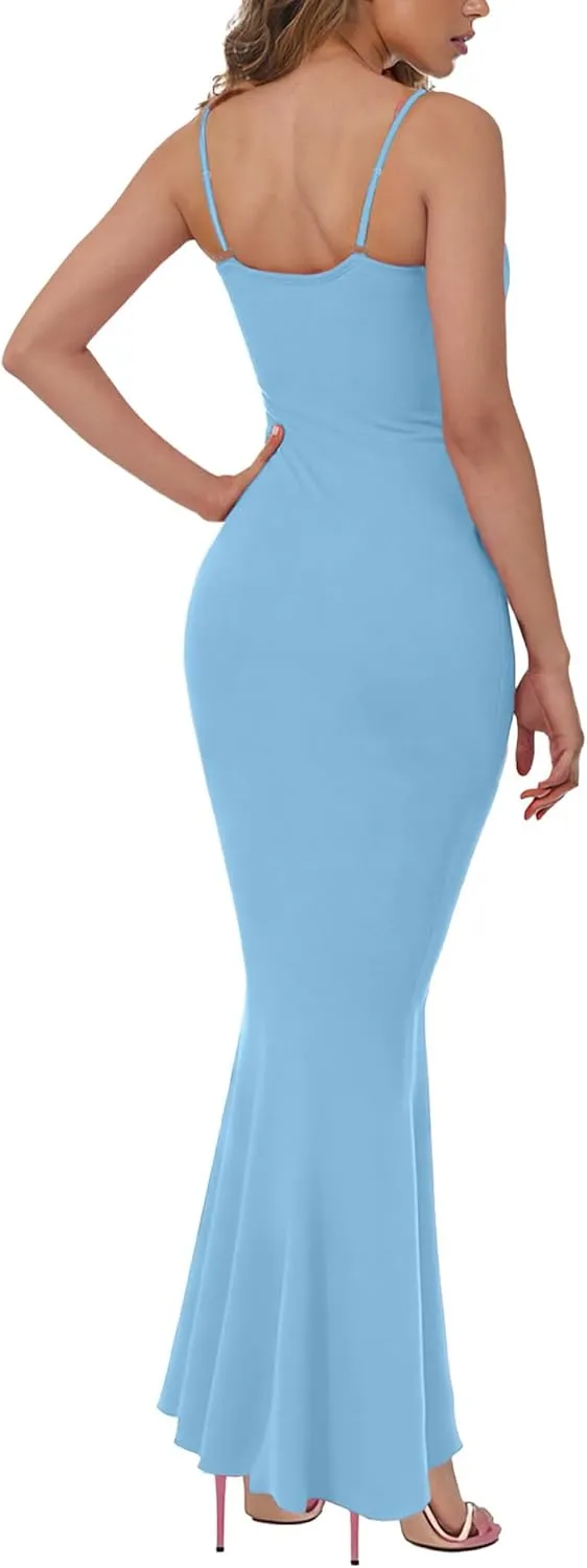 Buauty Womens Summer Dress Bodycon Maxi Dress Sleeveless Casual Long Dresses 2025 Spaghetti Strap Slip Elegant Evening Party