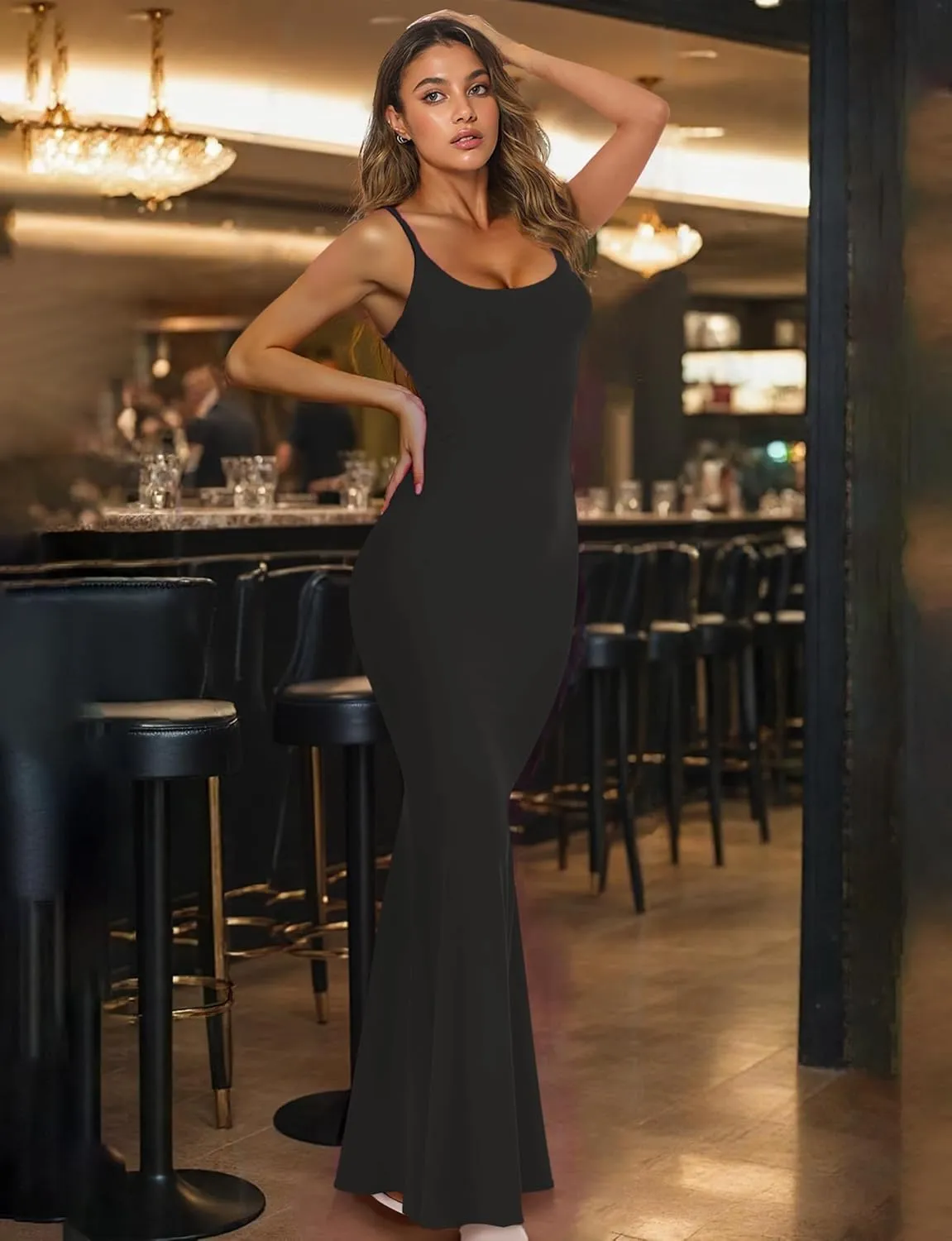 Buauty Womens Summer Dress Bodycon Maxi Dress Sleeveless Casual Long Dresses 2025 Spaghetti Strap Slip Elegant Evening Party