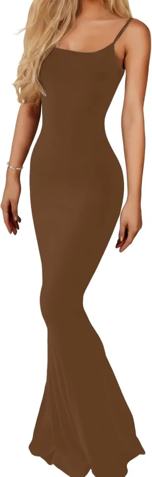Buauty Womens Summer Dress Bodycon Maxi Dress Sleeveless Casual Long Dresses 2025 Spaghetti Strap Slip Elegant Evening Party
