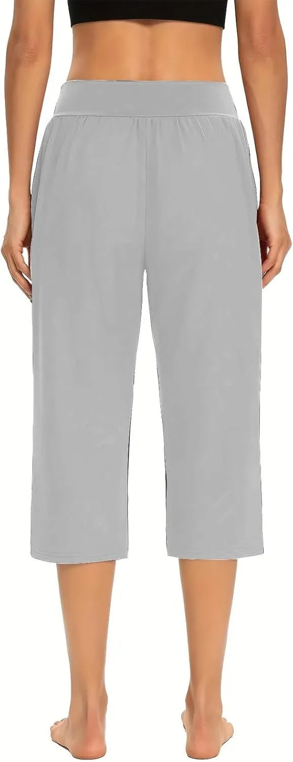 Capri Sweatpants Womens Cozy Wide Legs Cropped Pants Lounge Jogger Capri Workout Yoga Culottes Slacks Casual S
