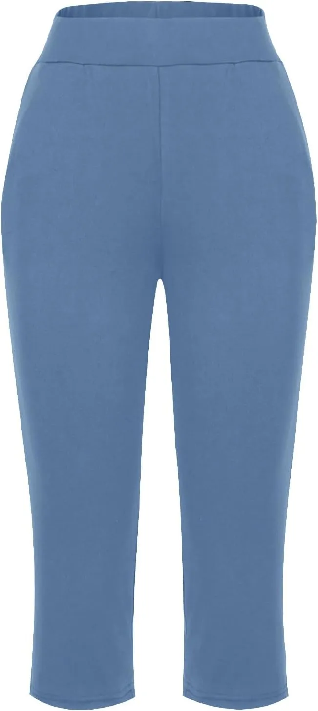 Capri Sweatpants Womens Cozy Wide Legs Cropped Pants Lounge Jogger Capri Workout Yoga Culottes Slacks Casual S