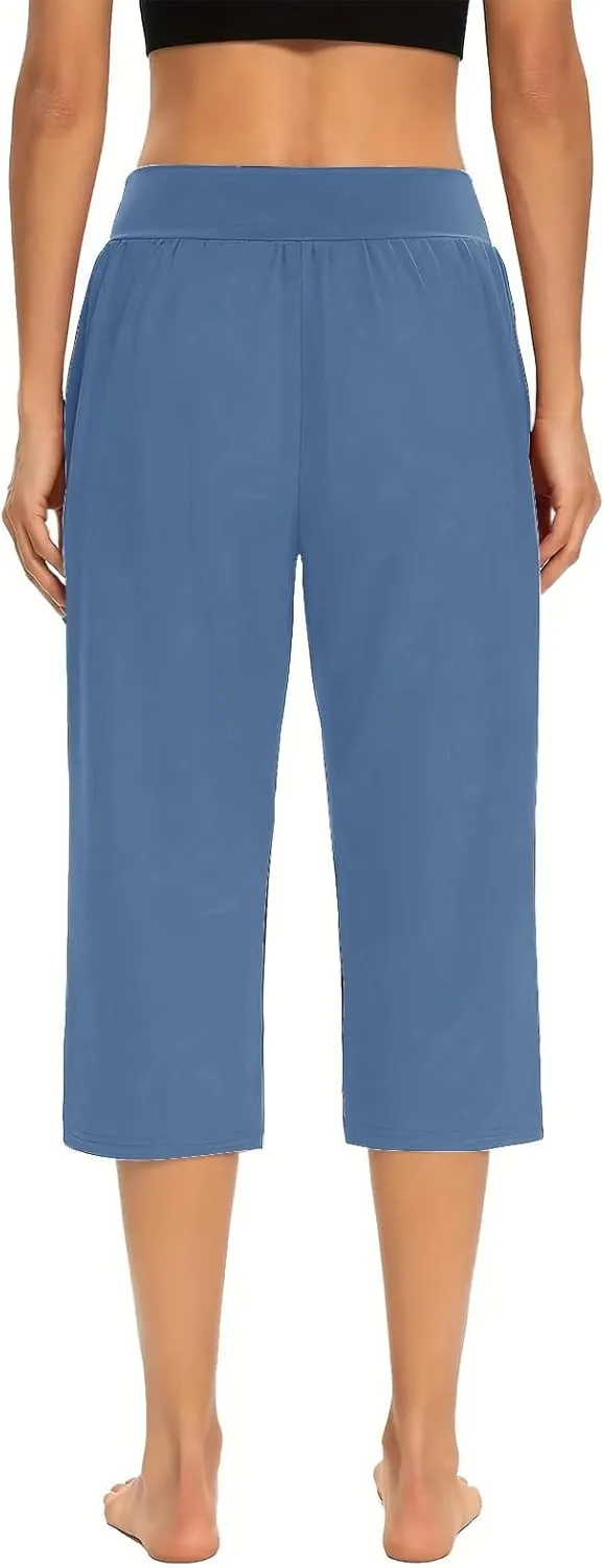 Capri Sweatpants Womens Cozy Wide Legs Cropped Pants Lounge Jogger Capri Workout Yoga Culottes Slacks Casual S