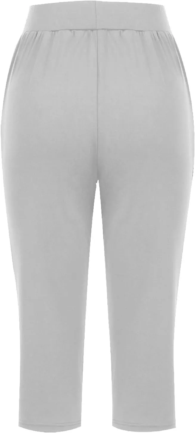 Capri Sweatpants Womens Cozy Wide Legs Cropped Pants Lounge Jogger Capri Workout Yoga Culottes Slacks Casual S