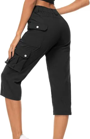 Cargo Capris for Women Lightweight Quick Dry Travel Hiking Summer Pants Baggy Cropped Trousers