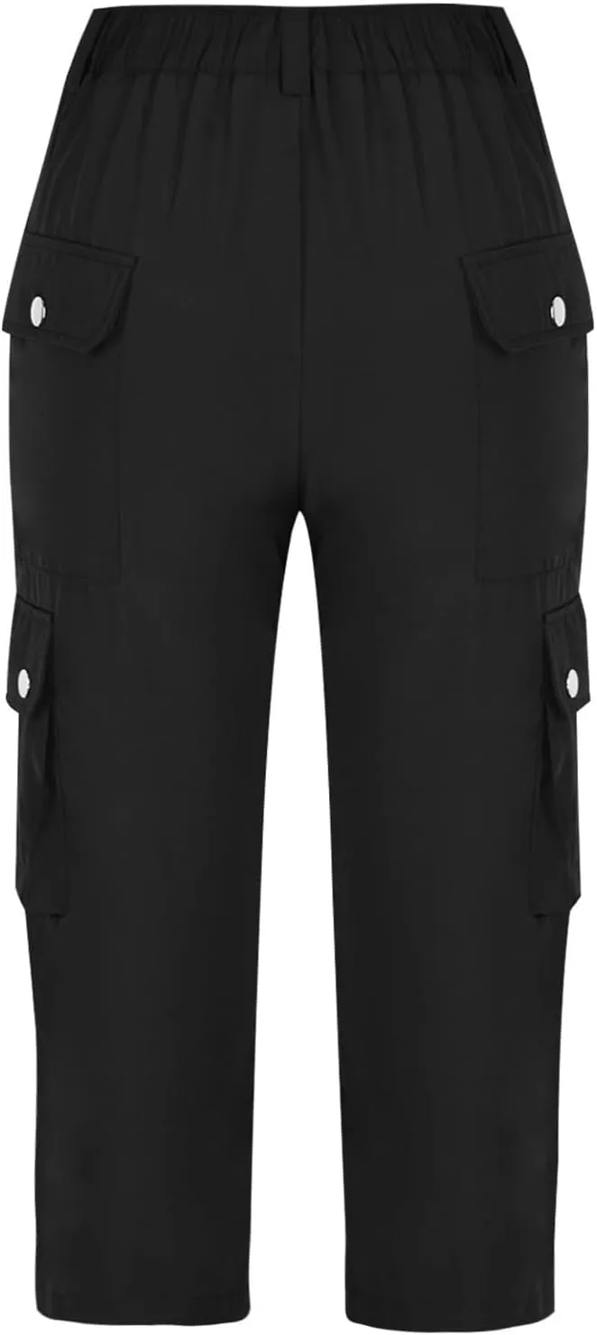 Cargo Capris for Women Lightweight Quick Dry Travel Hiking Summer Pants Baggy Cropped Trousers