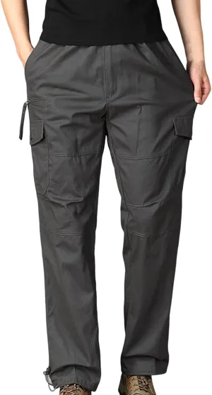 Cargo Pants for Men Baggy Multi Pockets Relaxed Fit Outdoor Hiking Pants Cotton Lightweight Drawstring Sweatpants