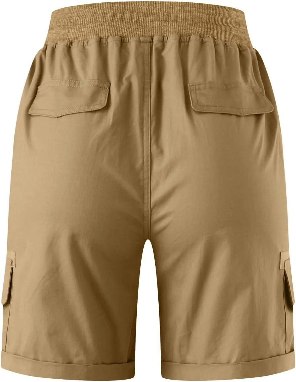 Cargo Shorts for Women Casual Summer High Waisted Chino Shorts Ribbed Elastic Waist Comfy Shorts 2024 Trendy