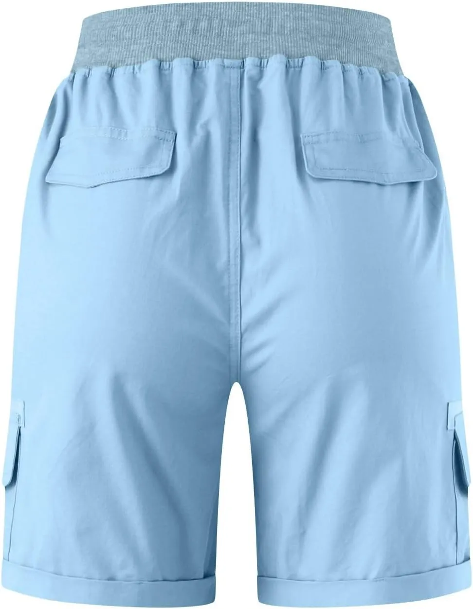 Cargo Shorts for Women Casual Summer High Waisted Chino Shorts Ribbed Elastic Waist Comfy Shorts 2024 Trendy