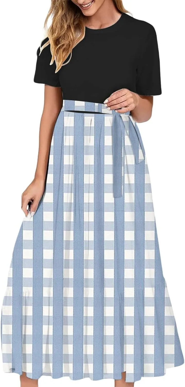Casual Summer Dresses for Women 2025,Women's Round Neck Ruffle Sleeveless Tank Dress Loose Fit Mini Tshirt Beach Dresses