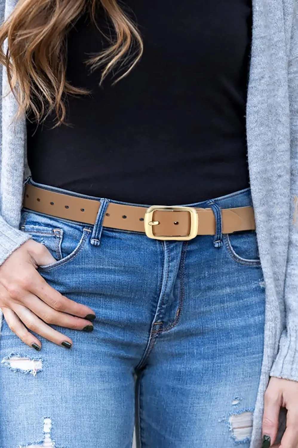CHAOREN Womens Belts for Jeans - Leather Belt Women 1.3" Width - Genuine Leather Crafted by Hand