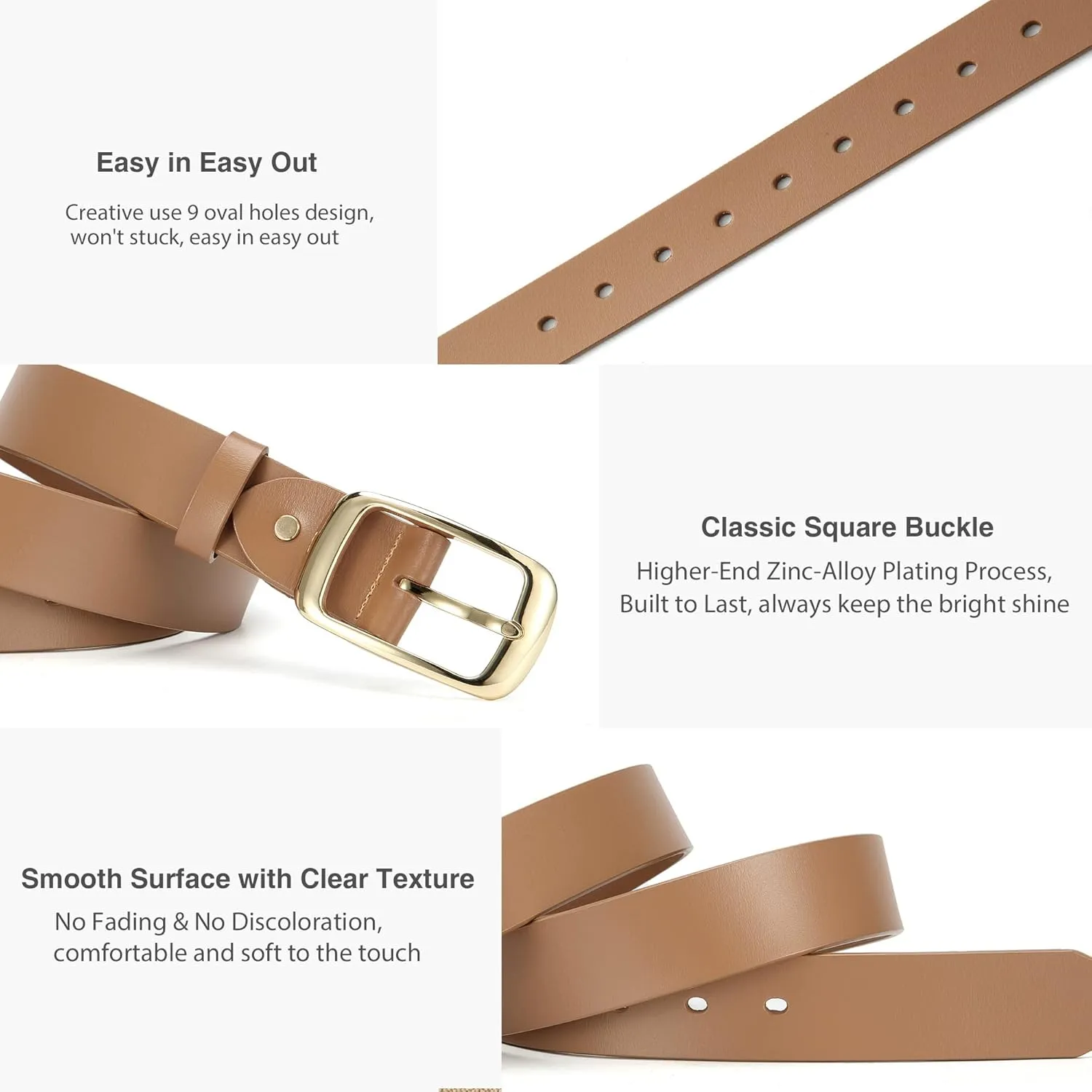 CHAOREN Womens Belts for Jeans - Leather Belt Women 1.3" Width - Genuine Leather Crafted by Hand