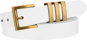 Chic Leather Belts for Women Trendy, Women’s Belts for Jeans Pants, Width 0.9” with Vintage Gold Buckle