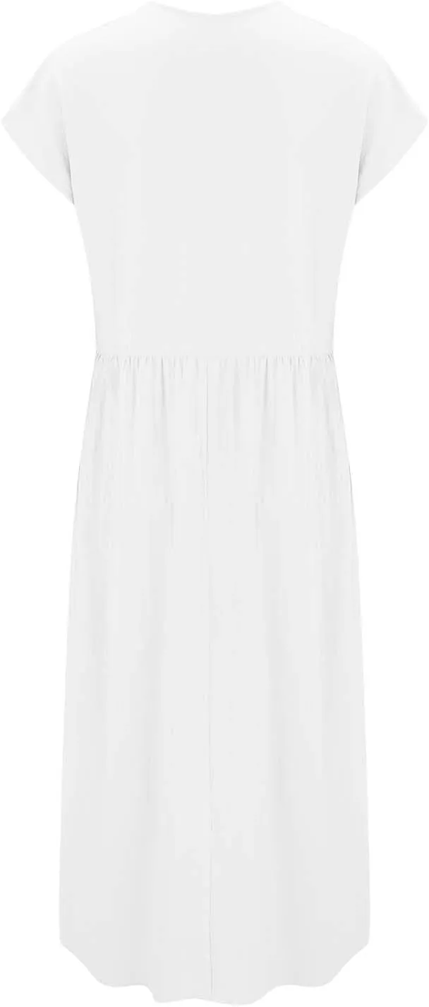 Cotton Linen Dress Women Plus Size Summer Short Sleeve V Neck Midi Dress Casual Loose A-line Boho Vacation Dresses