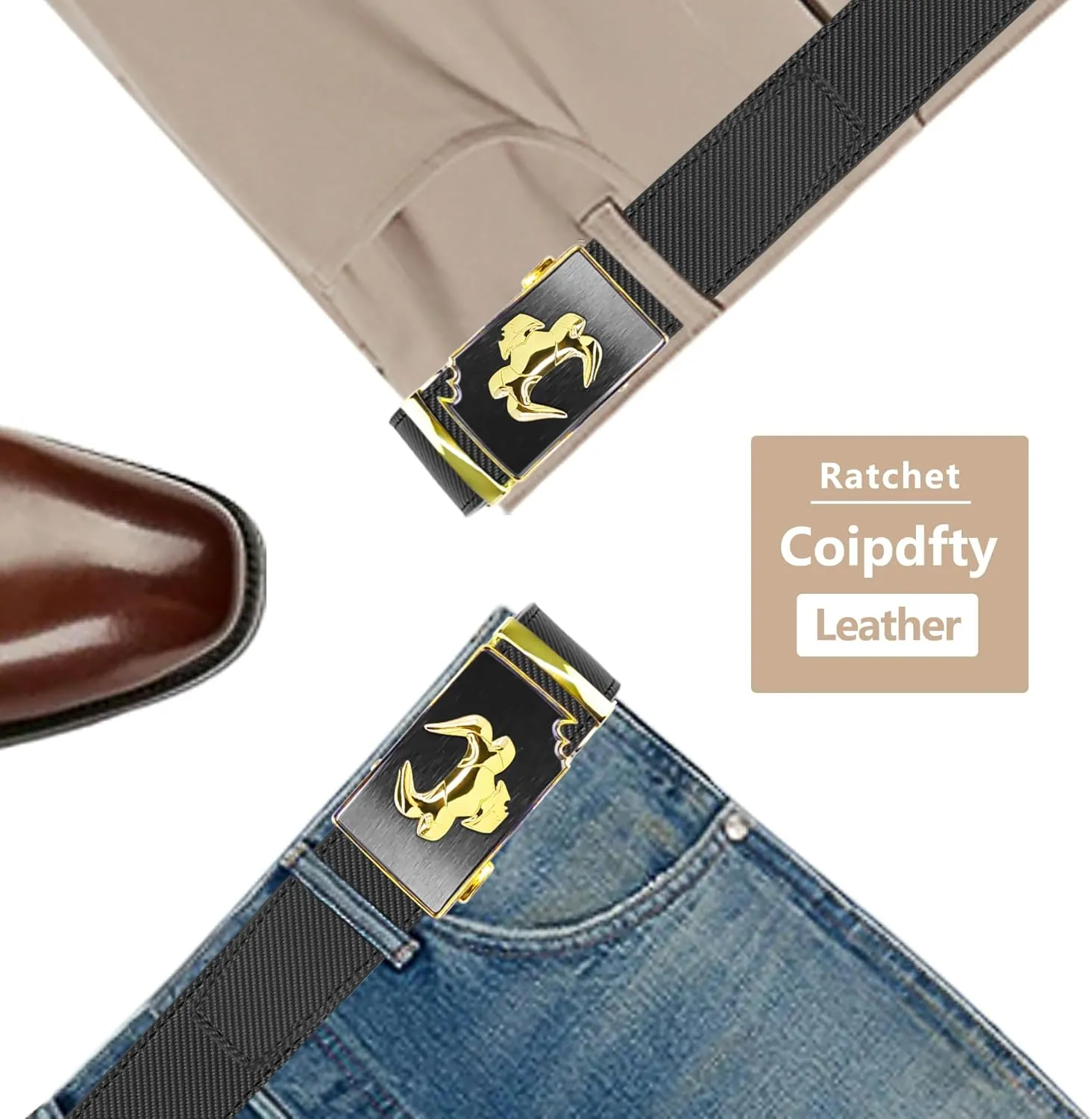 Cowboy Belt for Men Leather Ratchet Dress Belts for Jeans Adjustable Belt for Men