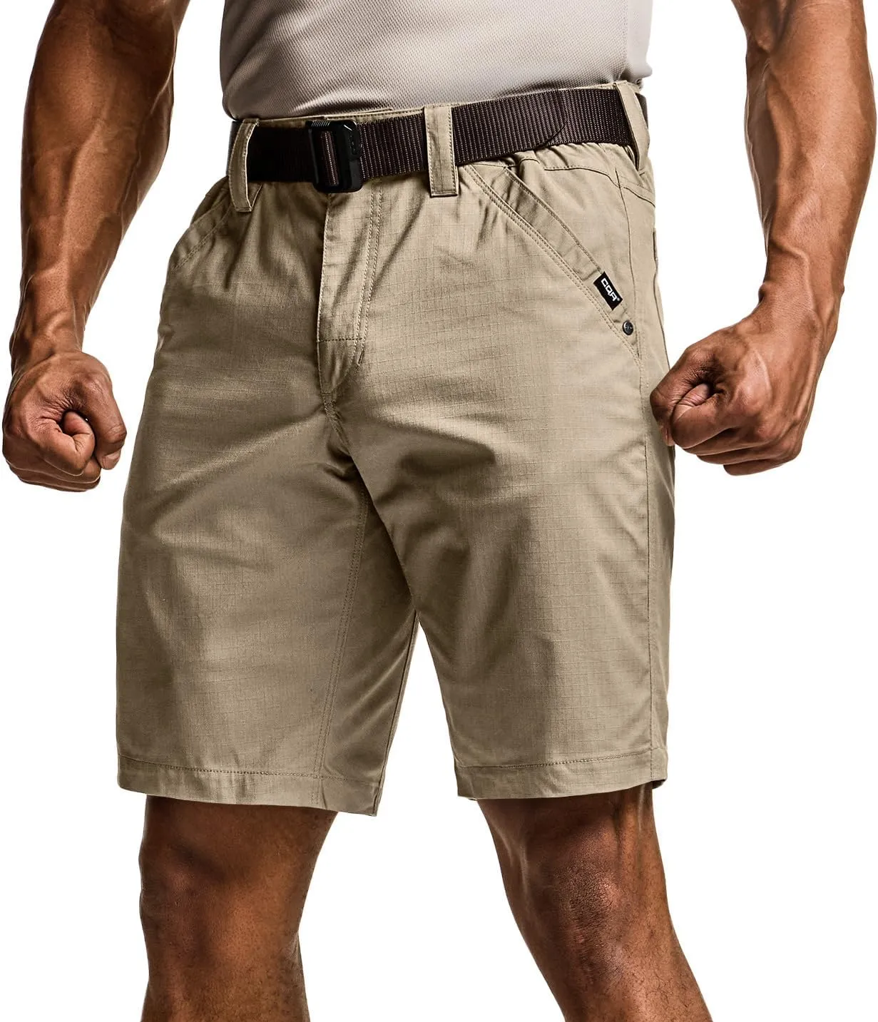 CQR Men's Flex Casual Cargo Shorts, Lightweight Water Resistant Golf Shorts, Stretch Tactical Work Shorts with Multi-Pocket