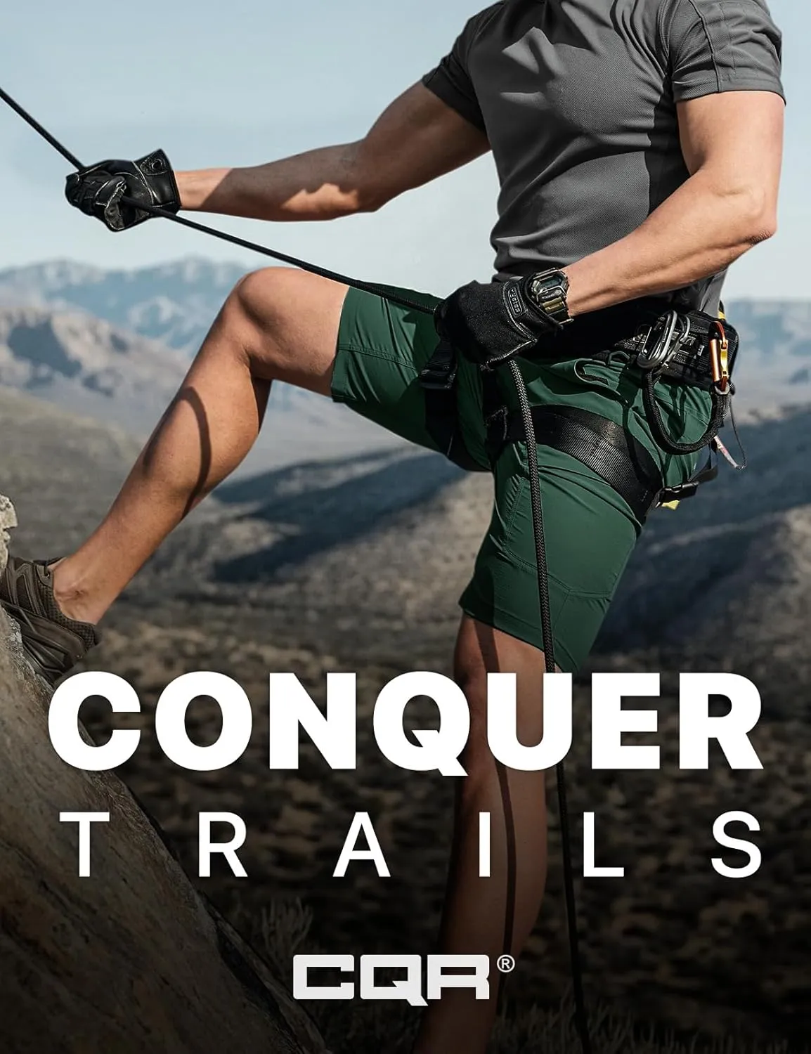 CQR Men's Hiking Cargo Shorts, Quick Dry Stretch Tactical Outdoor Shorts, Lightweight Camping Golf Shorts with Multi Pockets