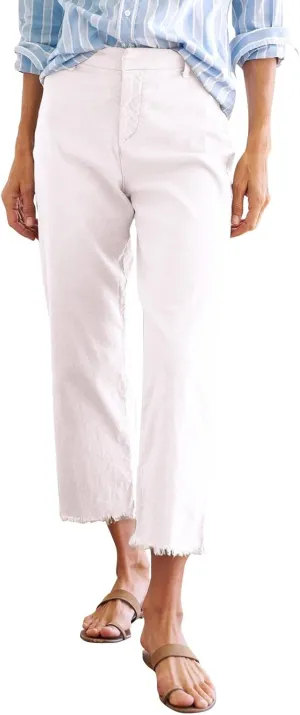 Cropped Linen Pants Women Straight Leg Pull On Work Pants Business Casual High Waisted Dress Pants Office Ankle Pants