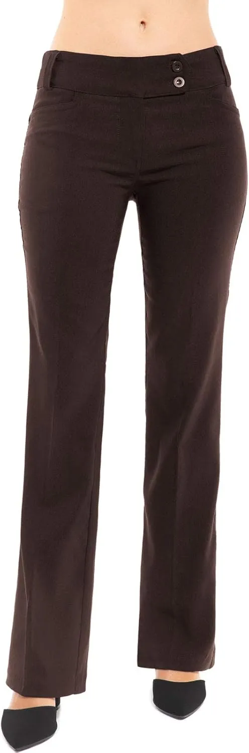Design by Olivia Women's Relaxed Boot-Cut Office Pants Trousers Slacks