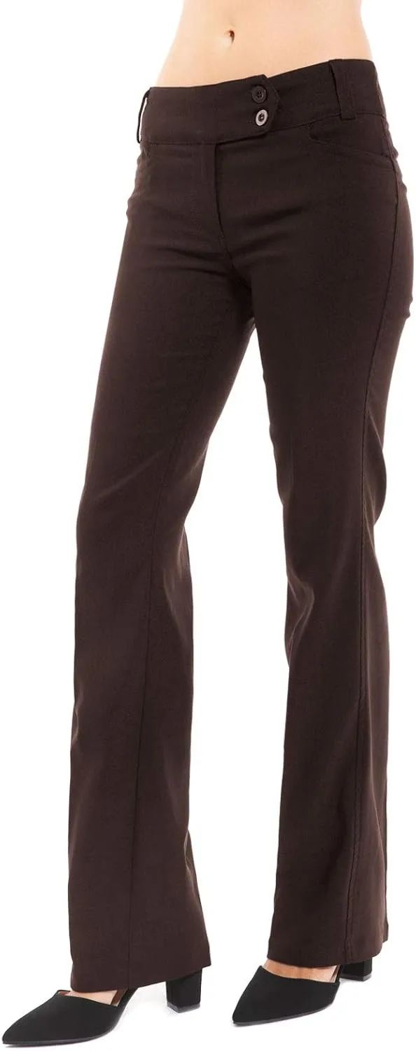 Design by Olivia Women's Relaxed Boot-Cut Office Pants Trousers Slacks