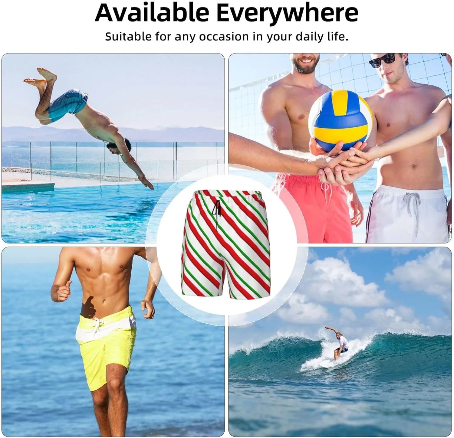 DKJlitter Men's 2 in 1 Swim Trunks, Fitness Running Shorts, Quick Dry Stretch Swim Shorts Beach Shorts for Summer