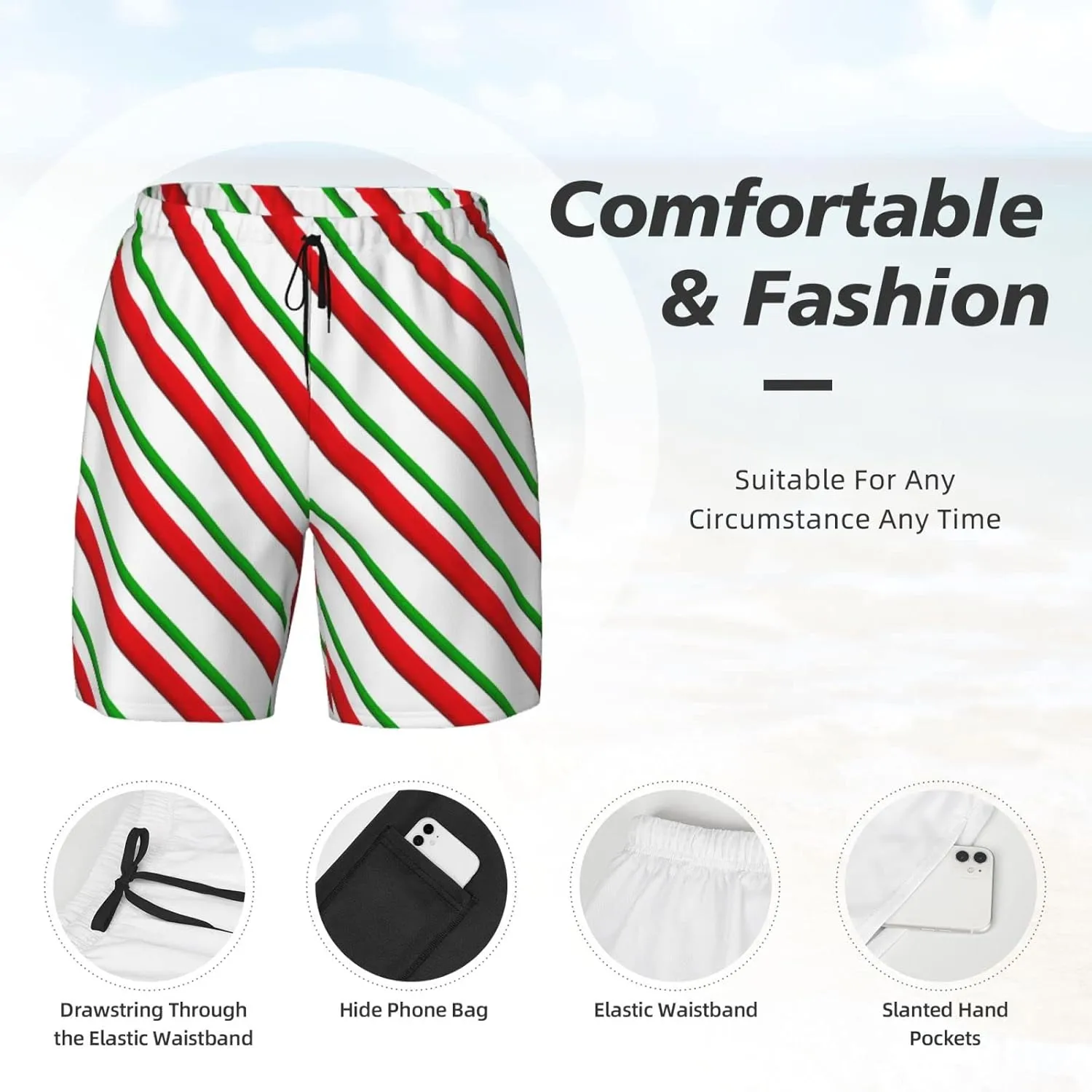 DKJlitter Men's 2 in 1 Swim Trunks, Fitness Running Shorts, Quick Dry Stretch Swim Shorts Beach Shorts for Summer