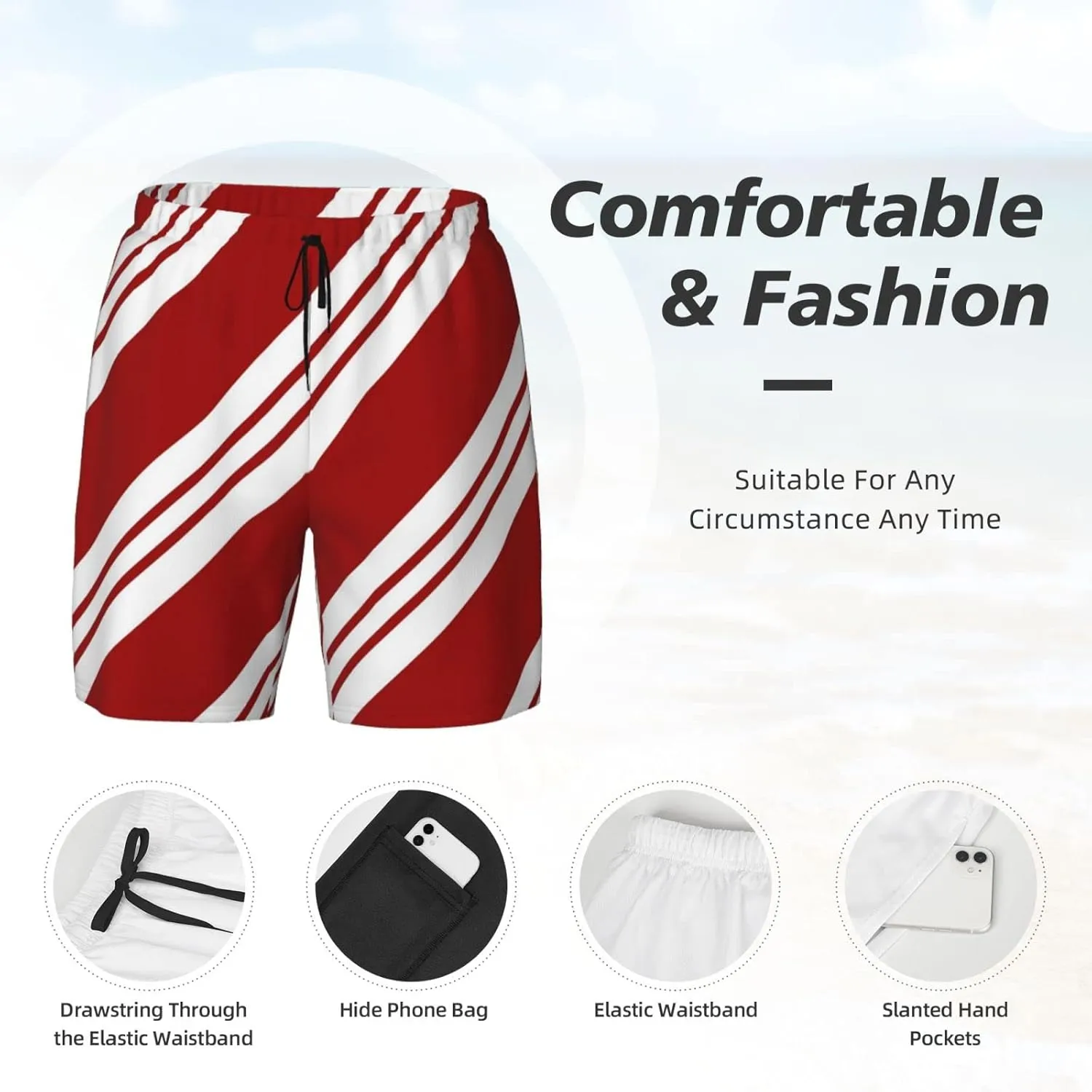 DKJlitter Men's 2 in 1 Swim Trunks, Fitness Running Shorts, Quick Dry Stretch Swim Shorts Beach Shorts for Summer
