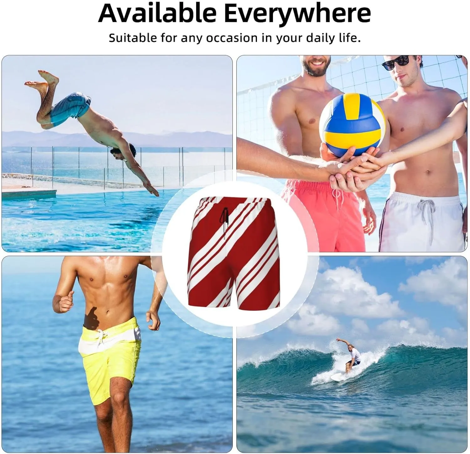 DKJlitter Men's 2 in 1 Swim Trunks, Fitness Running Shorts, Quick Dry Stretch Swim Shorts Beach Shorts for Summer