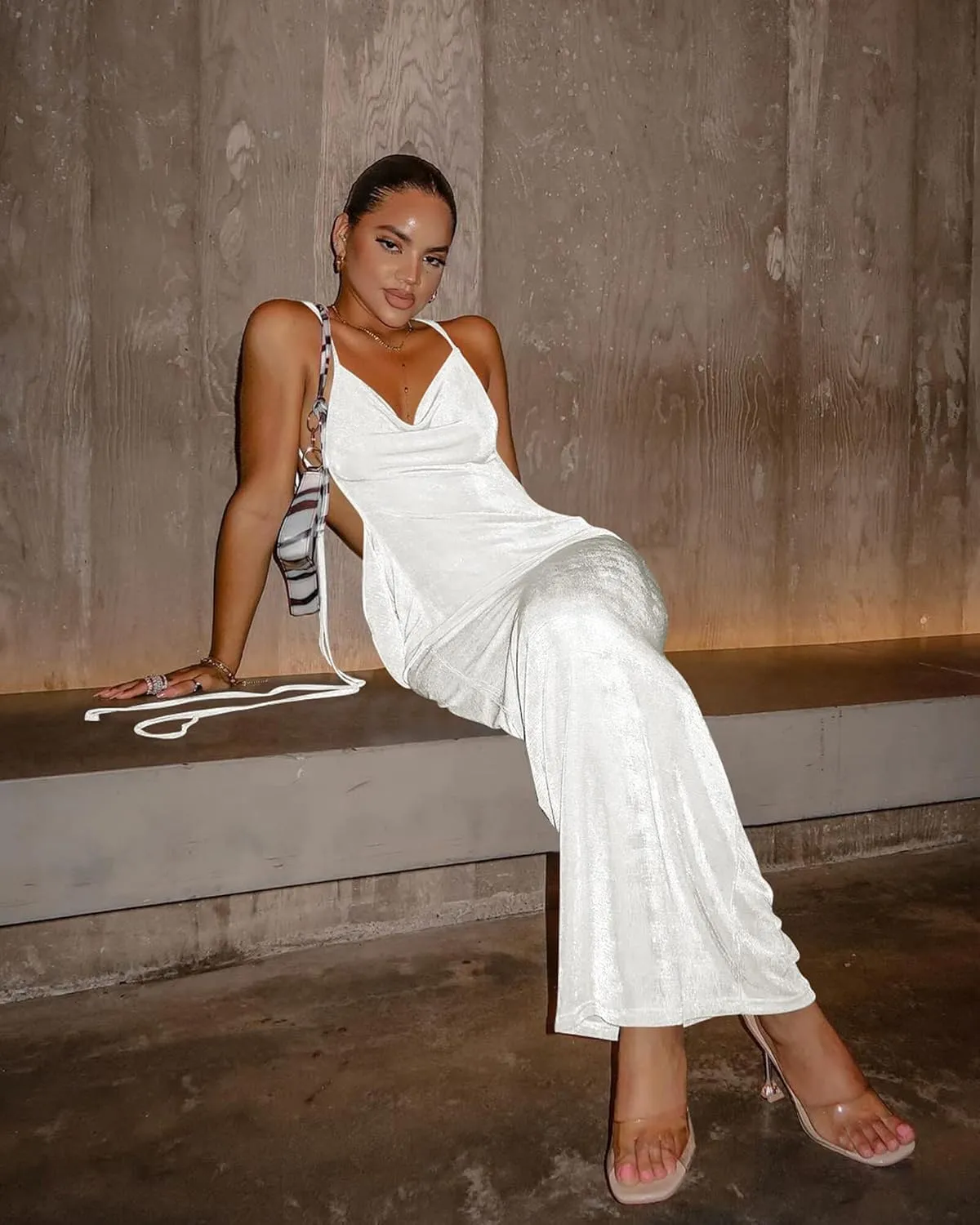 Doweha Women Backless Cowl Neck Cocktail Dress Halter Slip Long Semi Formal Party Wedding Guest 2025 Spring Summer Maxi Dress