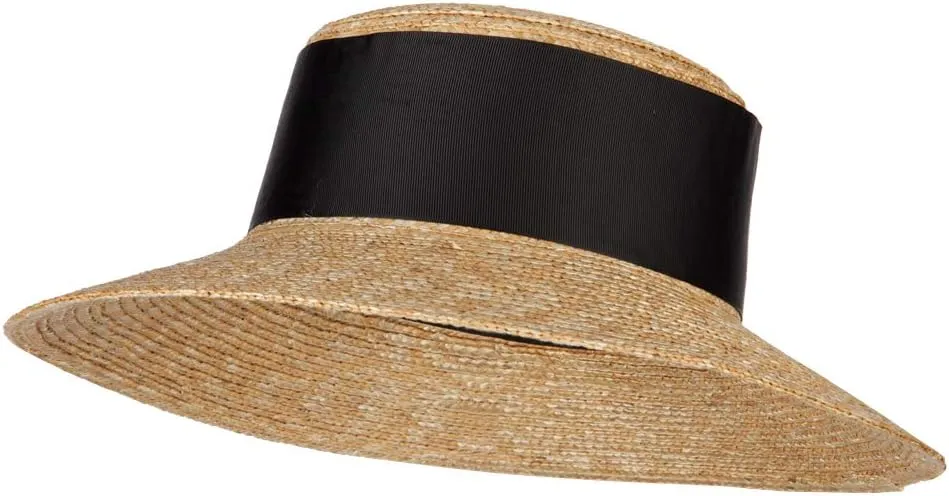 e4Hats.com Women's Straw Wide Band with Pom Pom Accented Boater Hat