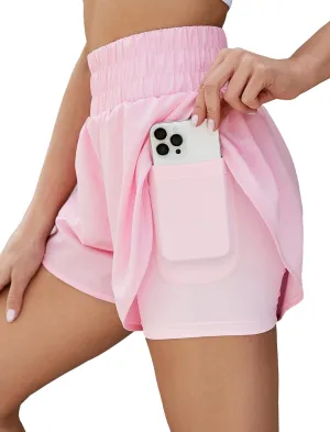 Famulily Womens Cute Athletic Shorts High Waisted Running Shorts Casual Gym Workout Shorts with Pockets