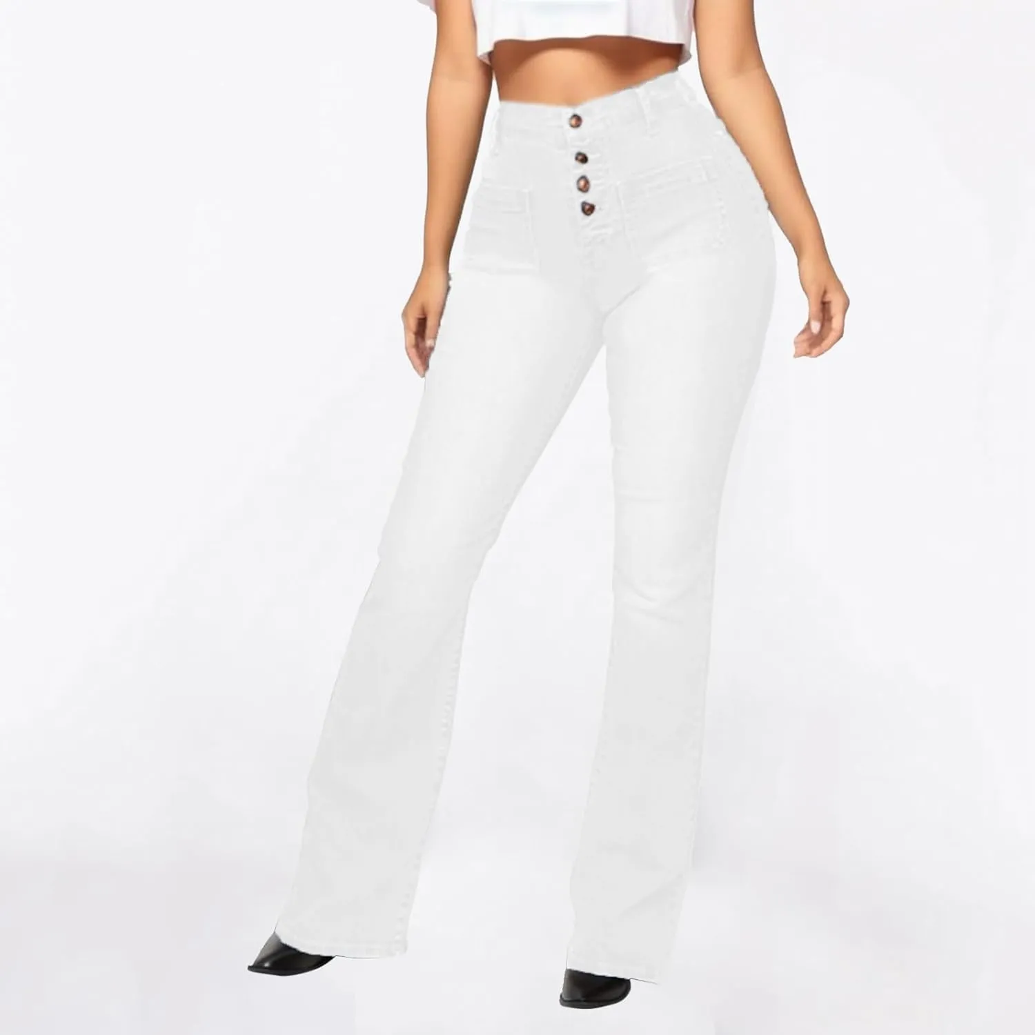 Flare Jeans for Women Bootcut Bell Bottom High Waisted Jeans Stretchy Slimming Retro Skinny Baggy Distressed Jeans